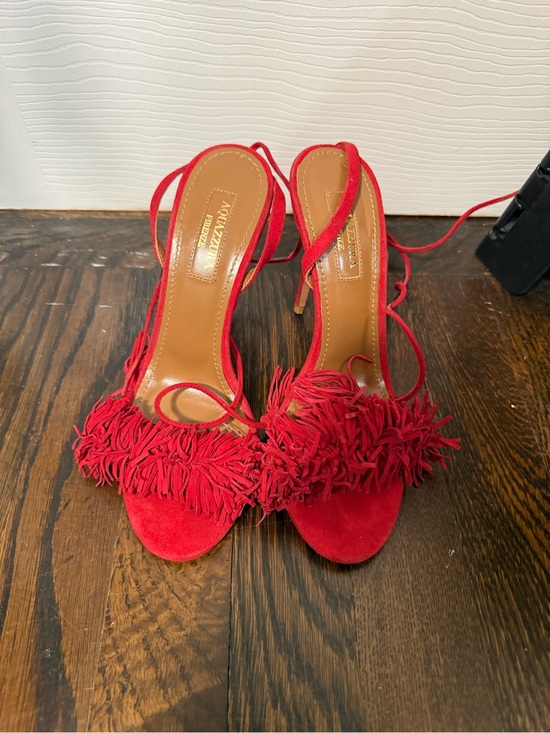 Aquazzura Shoes - Aquazzura Wild Thing Red Suede Fringe Sandals
